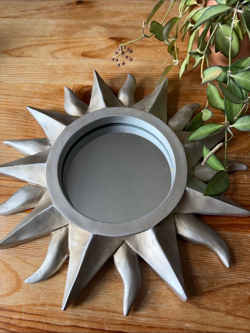 Vintage Silver Sunburst Wall Mirror